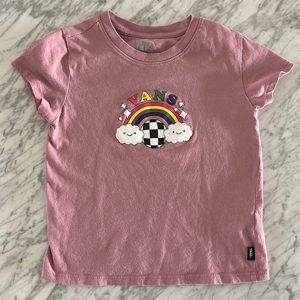 Pink little girls size6 Vans tee